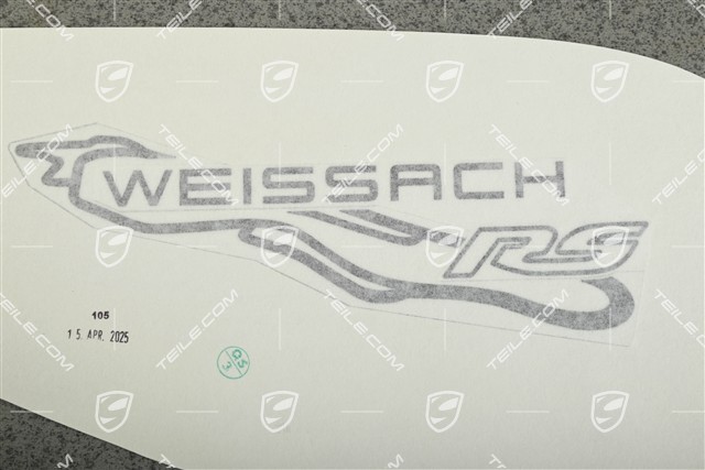 Logo / Sticker "Weissach RS" lettering on the side rear wing, Grey, GT3 RS
