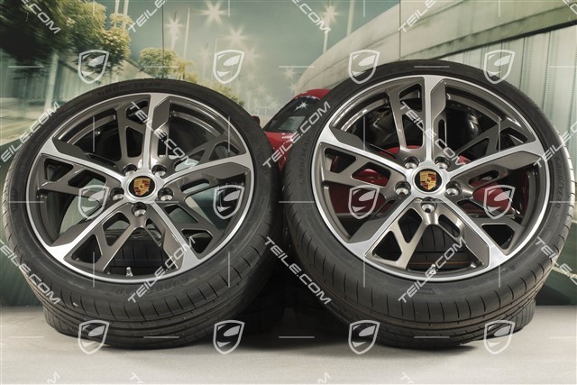 21" Cross Turismo Design summer wheel set, rims 9,5J x 21 ET60 + 11,5J x 21 ET66 + NEW Goodyear summer tyres 265/35 R21 + 305/30 R21, Titan Grey