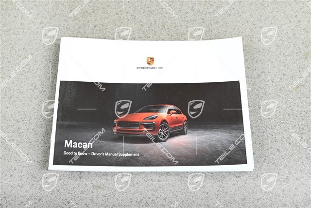 Porsche Macan Ergänzung zum Fahrerhandbuch / Benutzerhandbuch, Englisch, 09/2022