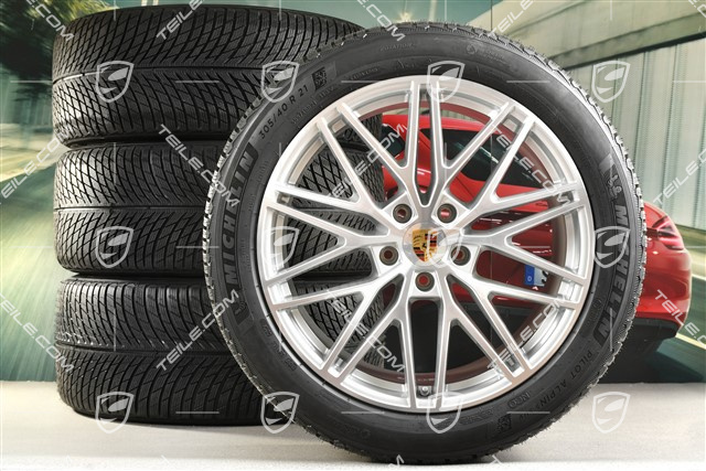 21" Cayenne COUPE "RS Spyder Design" Winterräder Satz, Felgen 9,5J x 21 ET46 + 11,0J x 21 ET49 + Michelin Pilot Alpin 5 SUV Winterreifen 285/45 R21 + 305/40 R21, mit RDK-Sensoren