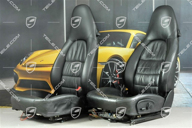 Seats, el adjustable, leather, Black, Draped, set (L+R)