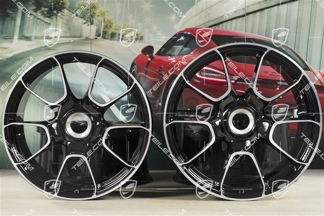 20-inch + 21-inch Turbo S Exclusive Design wheel rim set, 9,5J x 20 ET44 + 12J x 21 ET70, black high gloss