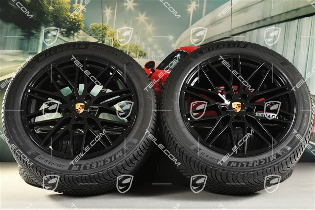21" RS Spyder Design Winterräder Satz, Felgen 9,5J x 21 ET46 + 11,0J x 21 ET58 + NEUE Michelin Winterreifen 285/45 R21 + 305/40 R21, mit RDK-Sensoren, schwarz hochglanz