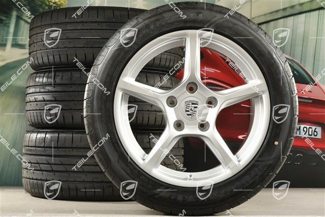18" Boxster IV summer wheels set, rims 8J x 18 ET57 + 9,5J x 18 ET49,  Good Year  Eagle F1 summer tires 235/45 R18 + 265/45 R18