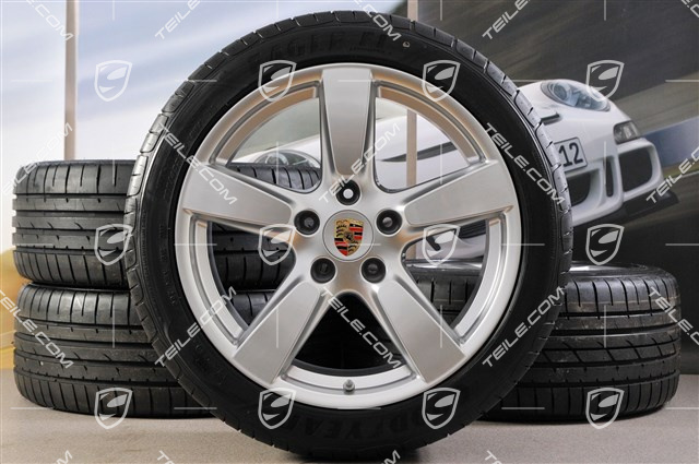 19-inch Cayman S summer wheel set, 8J x 19 ET57 + 9,5J x 19 ET45 + NEW summer tyres 235/40 ZR19 + 265/40 ZR19 + TPM