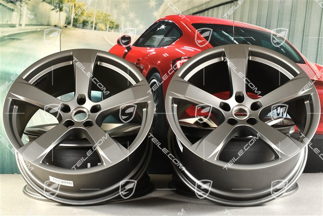 20-inch wheel rim set "Macan Sport", 9J x 20 ET26 + 10J x 20 ET19, platinum satin matt