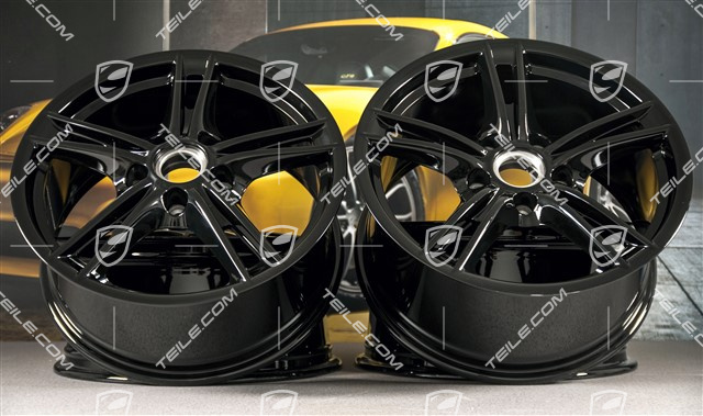 18" Felgensatz Boxster S II, 8J x 18 ET57 + 9J x 18 ET43, schwarz hochglanz