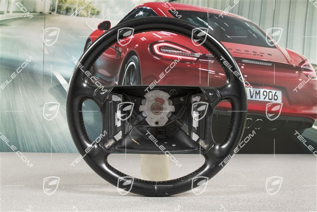 Steering wheel, 4-spoke, Leather, Black