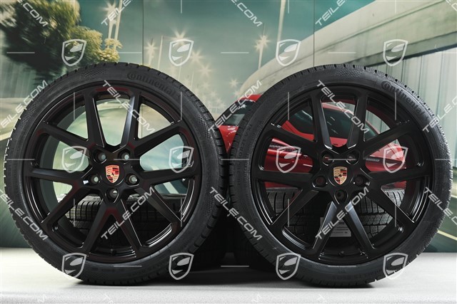 21-inch Panamera SportDesign Winter wheel set, wheel rims 9,5J x 21 ET71 + 10,5J x 21 ET71 + Continental winter tyres 275/35 R21 + 315/30 R21, black satin matt