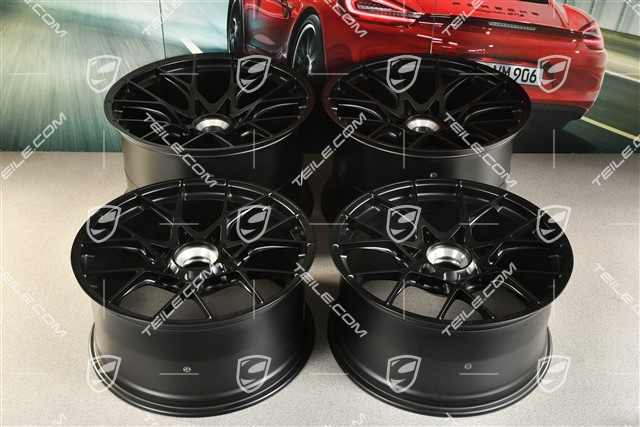 20"+21" GT3RS wheel rim set, alloy rims 10J x 20 ET45 + 13J x 21 ET31, black satin matt