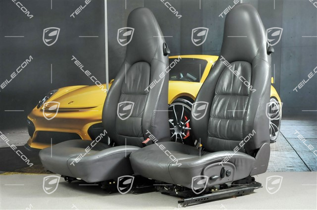 Seats, el adjustable, heating, Lumbar, leather, Space grey, set (L+R)
