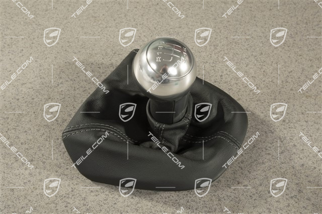 Schalthebelknopf, Schwarz Leder / Aluminium, 6-gang schaltgetriebe