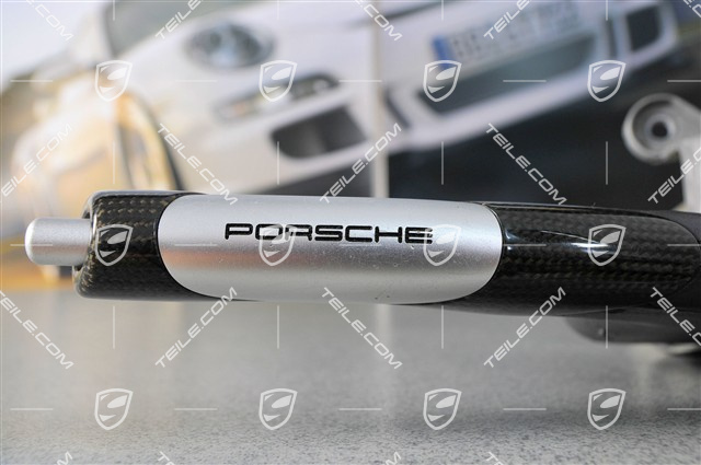 Handbremshebel Carbon Alu-Look, Leder Spacegrau