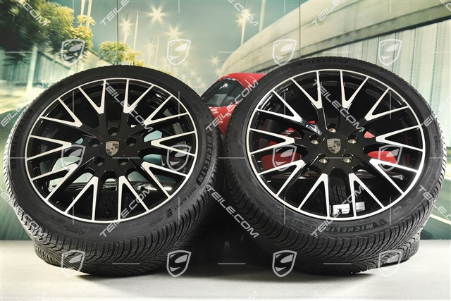 21-inch Panamera Exclusive Design Winter wheel set, wheel rims 9,5J x 21 ET71 + 10,5J x 21 ET71 + Michelin Pilot Alpin 5 winter tyres 275/35 R21 + 315/30 R21, black high gloss