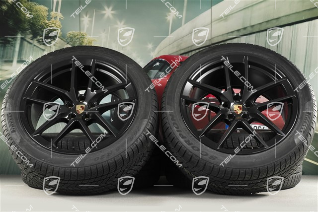 20-inch "Macan S" winter wheels set, rims 9J x 20 ET26 + 10J x 20 ET19 + NEW Pirelli winter tyres 265/45 R 20 + 295/40 R 20, black satin matt, with TPMS