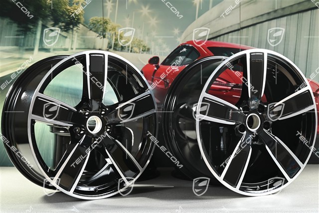 22" Cayenne Coupé Sport Classic Felgensatz, Felgen 10J x 22 ET48 + 11,5J x 22 ET52, schwarz hochglanz