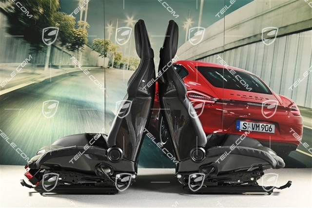 GT3 folding bucket seats, carbon fibre, fabric and leather, black/silver, set (left and right)