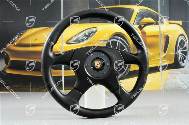 Sports steering wheel, Momo 360mm, black leather Sports steering wheel, Momo 360mm, black leather