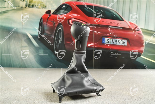 Spyder RS, Wählhebel / Schaltknopf mit Schaltmanschette Leder, PDK, Schwarz