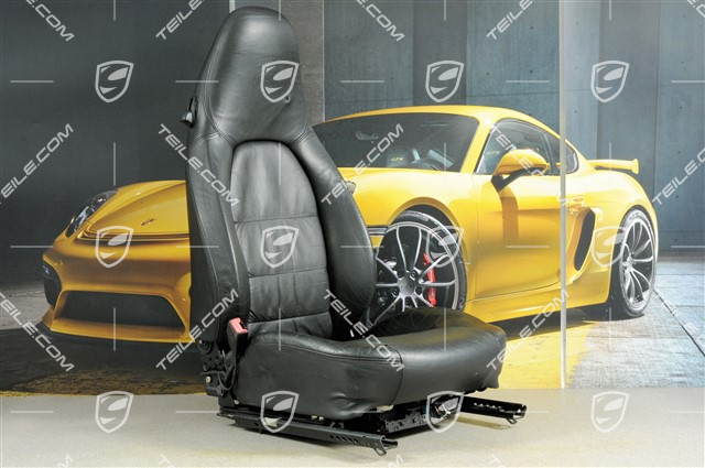 Seat, el adjustable, leather, Black, Draped, Porsche crest, L