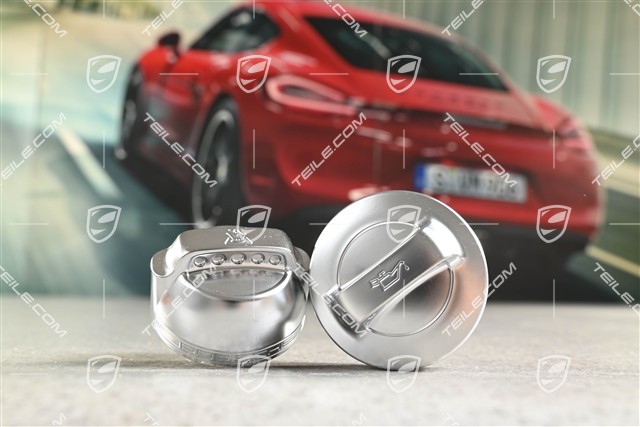 Öleinfülldeckel und Verschlussdeckel für Kühlmittelbehälter / Öl- und Kühlmitteldeckel Satz in Aluminiumoptik
