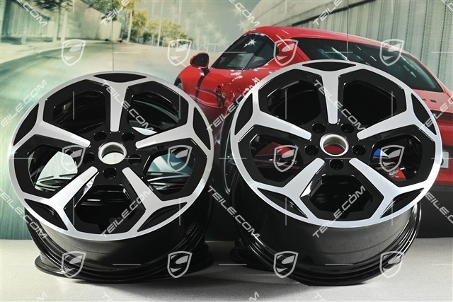 20-inch Taycan Offroad Design wheel rim set, 9J x 20 ET54 + 11J x 20 ET60, black high gloss + glossy Surface