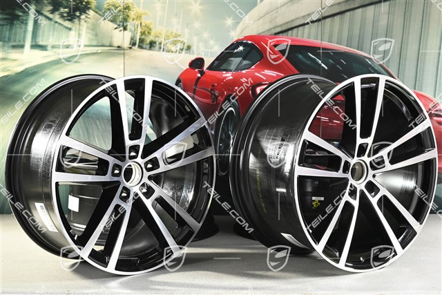 22" Cayenne Coupe Sport Design wheel set, 10J x 22 ET48 +11.5J x 22 ET52, high-gloss black