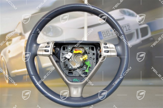 Lenkrad, 3-Speichen, Tiptronic, Multifunktion, seeblau/grau