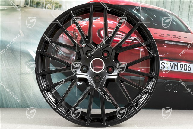 21-inch wheel rim set Cayenne RS Spyder, 11J x 21 ET49 + 9,5J x 21 ET46, for Cayenne Coupé, black satin matt