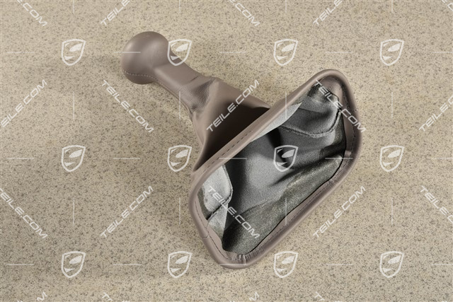 Schaltknauf /Schalthebelknopf mit Schaltmanschette Leder, Klassikgrau