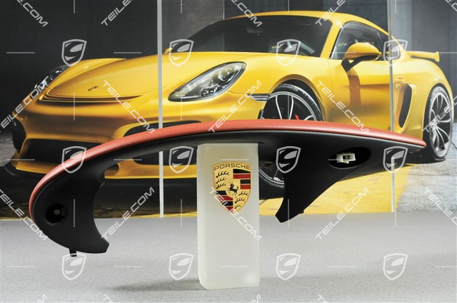Dashboard trim / Instrument cluster cover, Leather, Boxster red, inner part in Black