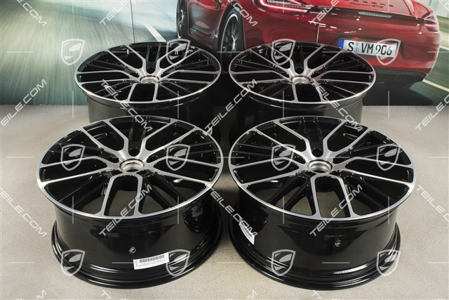 21-inch wheel rim set Panamera Exclusive Design Sport, 9,5J x 21 ET71 + 11,5J x 21 ET69, black high gloss