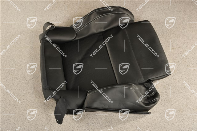 Front seat, bottom / lower cover, Leather black with chalk stitching, R