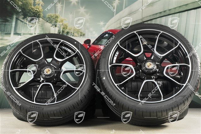 20-inch + 21-inch Turbo S Exclusive Design summer wheel set, rims 9,5J x 20 ET44 + 12J x 21 ET70 + NEW Pirelli summer tyres 255/35 R20 + 315/30 R21, black high gloss