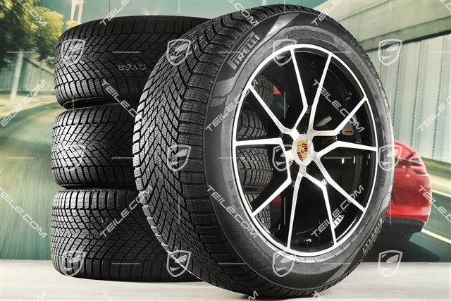 20-inch Cayenne S winter wheel set, rims 9J x 20 ET50 + 10,5J x 20 ET55 + Pirelli winter tyres 255/55 R20 + 295/45 R20, with TPMS, black high gloss