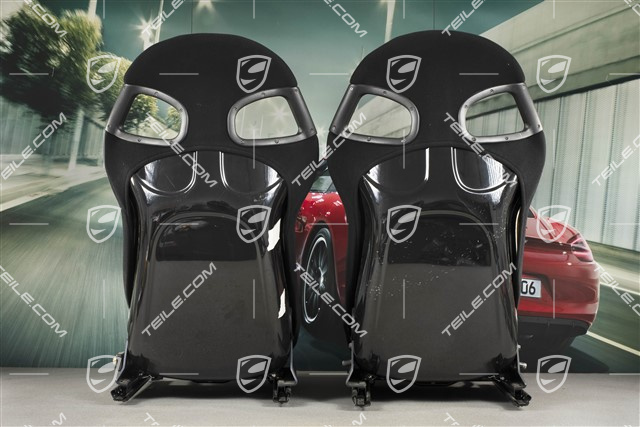 Schalensitze Satz, Perlonvelours, schwarz, mit Porsche Wappen, L+R