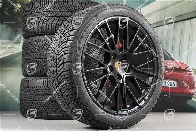 21-inch Cayenne COUPÉ RS Spyder winter wheel set, rims 9,5J x 21 ET46 + 11,0J x 21 ET49 + Michelin winter tyres275/40 R21 + 305/35 R21, with TPMS, black satin matt