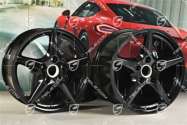 18-inch Carrera III wheel set, 8J x 18 ET57 + 10J x 18 ET58, C2 / C2S, black high gloss