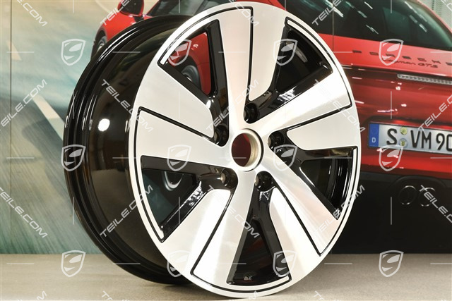 19" Felga Taycan S, 8J x 19 ET50, czarny wysoki połysk + frezowana powierzchnia