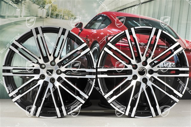 21-inch wheel rim set Turbo III, alloy wheel rims 10J x 21 ET19 + 9J x 21 ET26, black high gloss