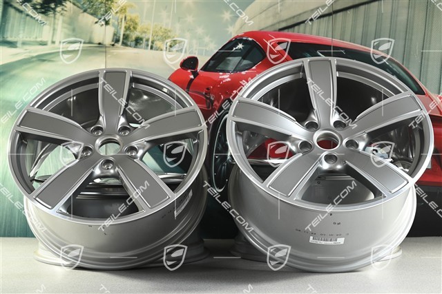 20-inch wheel rim set Carrera Sport, 8,5J x 20 ET57 + 10,5J x 20 ET47, Platinum silver metallic