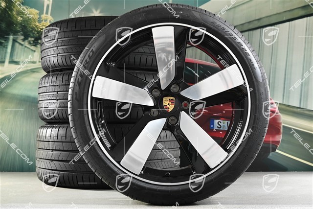 22-inch "Macan Sport" summer wheels set, rims 9J x 22 ET29 + 11J x 22 ET47 + NEW Goodyear summer tyres 255/40 R 22 + 295/35 R 22, black high gloss