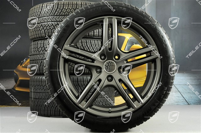 20-inch winter wheels set "Panamera Turbo", rims 9,5 J x 20 ET71 + 10,5 J x 20 ET71 + NEW Michelin Pilot Alpin 4 winter tires 275/40 R20 + 315/35 R20, Platinum satin matt