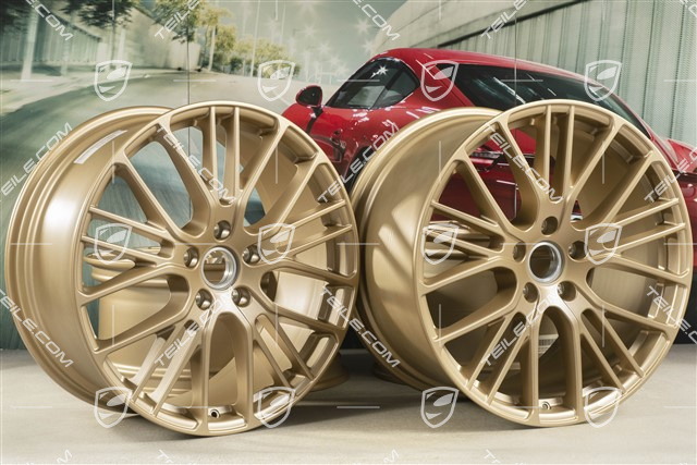 21-inch wheel rim set Panamera Exclusive Design Sport, 9,5J x 21 ET71 + 11,5J x 21 ET69, Aurum satin mat