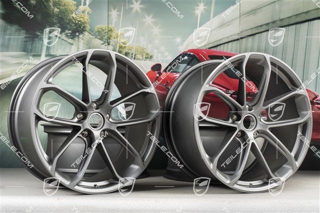 22" felgi GT, komplet, 10J x 22 ET48 + 11,5J x 22 ET52, Platinum satynowy półmat