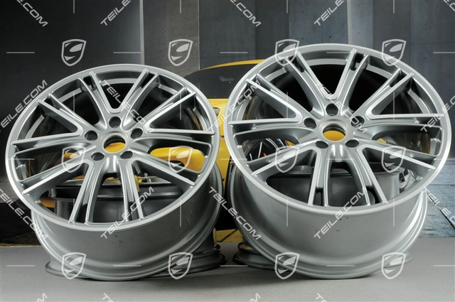 21-inch wheel rim set Panamera Exclusive, 9,5J x 21 ET71 + 11,5J x 21 ET69, Platinum Silver Metallic