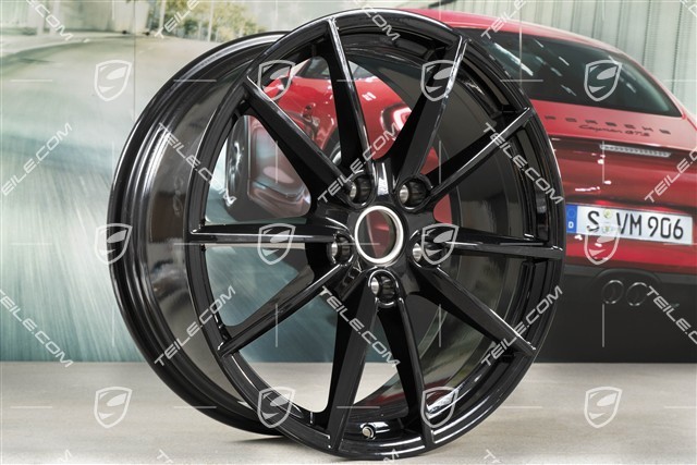 20+21-inch wheel rim set Carrera S, rims: front 8,5Jx20 ET53+ rear 11J x 21 ET66 in black high gloss