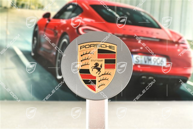 Hub cap, concave, colour emblem, dark silver