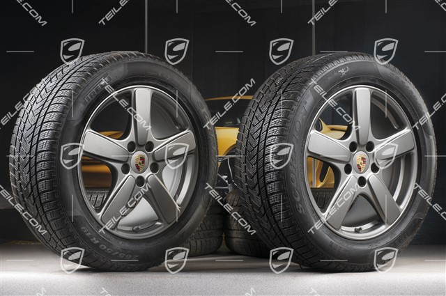 19" koła zimowe, komplet Cayenne Sport Classic, felgi 8,5J x 19 ET59 + opony zimowe Pirelli 265/50 R19, Platinum (półpołysk), z czujnikami ciśnienia