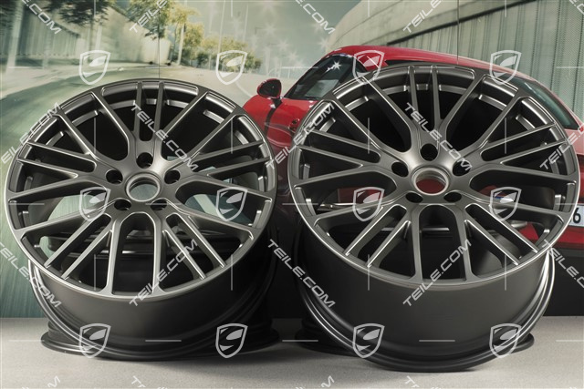 21-inch wheel rim set Panamera Exclusive Design Sport, 9,5J x 21 ET71 + 11,5J x 21 ET69, Platinum